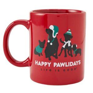 NWT Life is Good Happy Pawlidays Red Jake's Mug Dogs Lab 15 oz New in Box